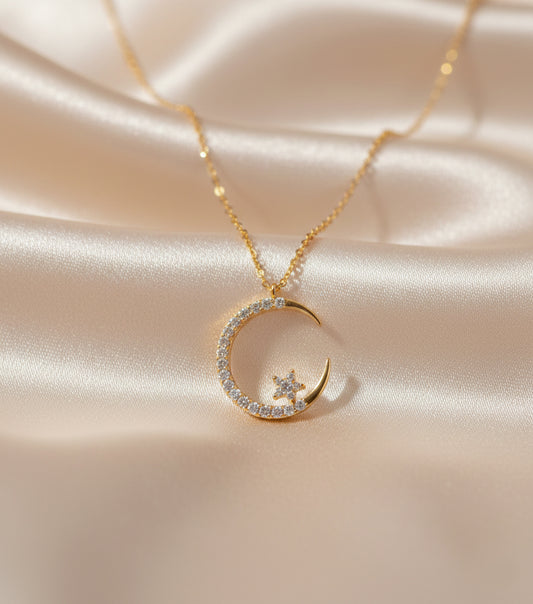 Celeste Moon-Star Diamond Necklace
