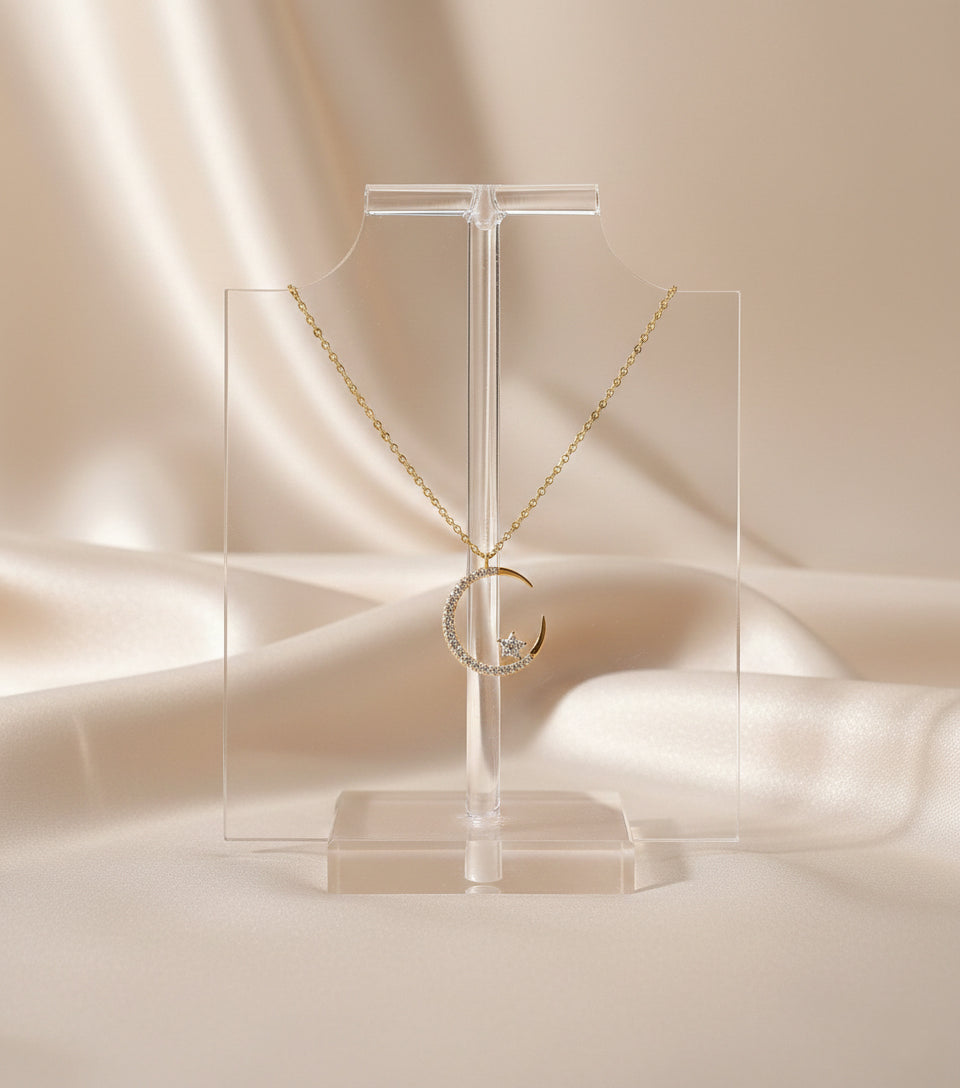 Celeste Moon-Star Diamond Necklace
